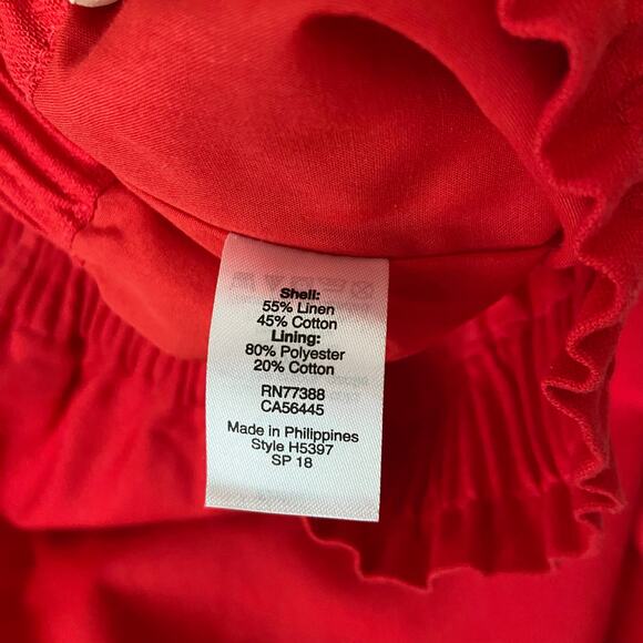 J. Crew Red Linen Blend Scalloped Edge Skirt - Picture 4 of 4